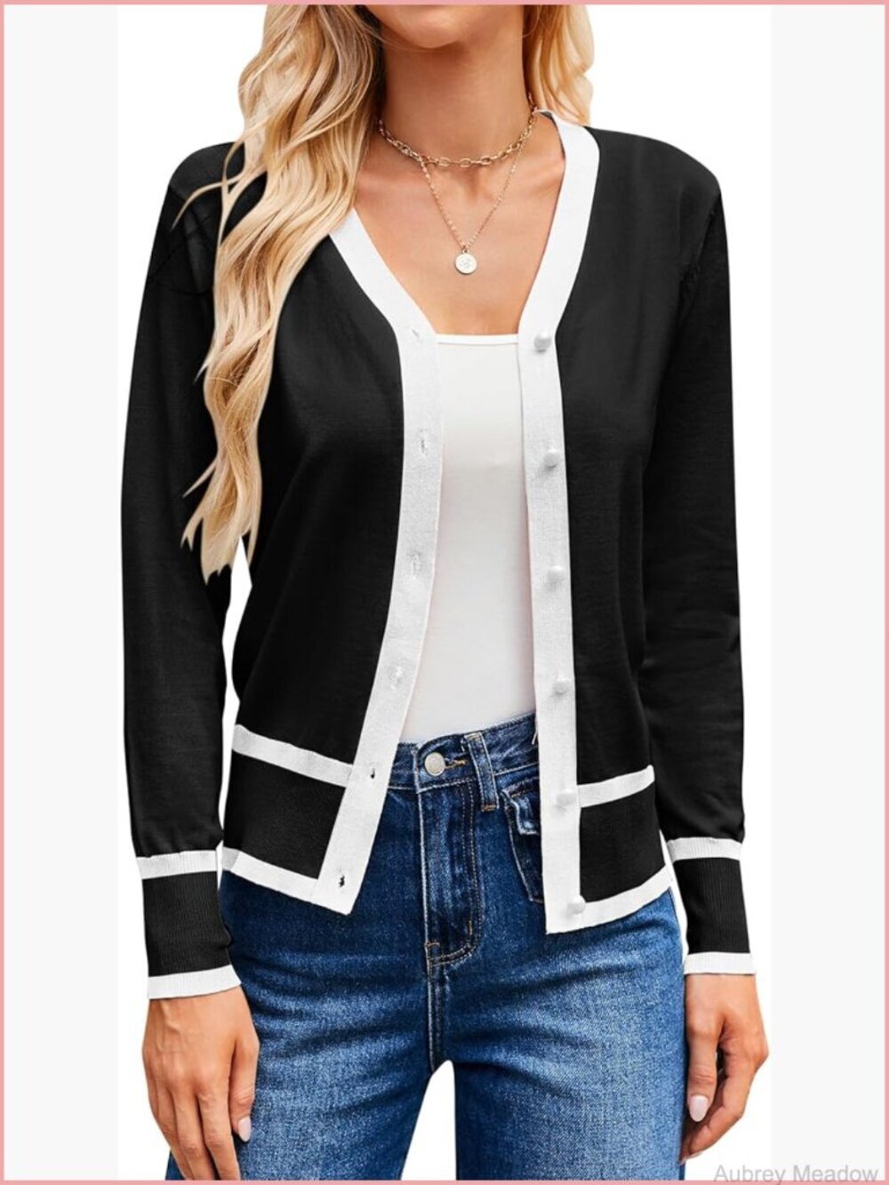 Lightweight Long Sleeve Cropped Cardigan V-Neck Button Front Shrug